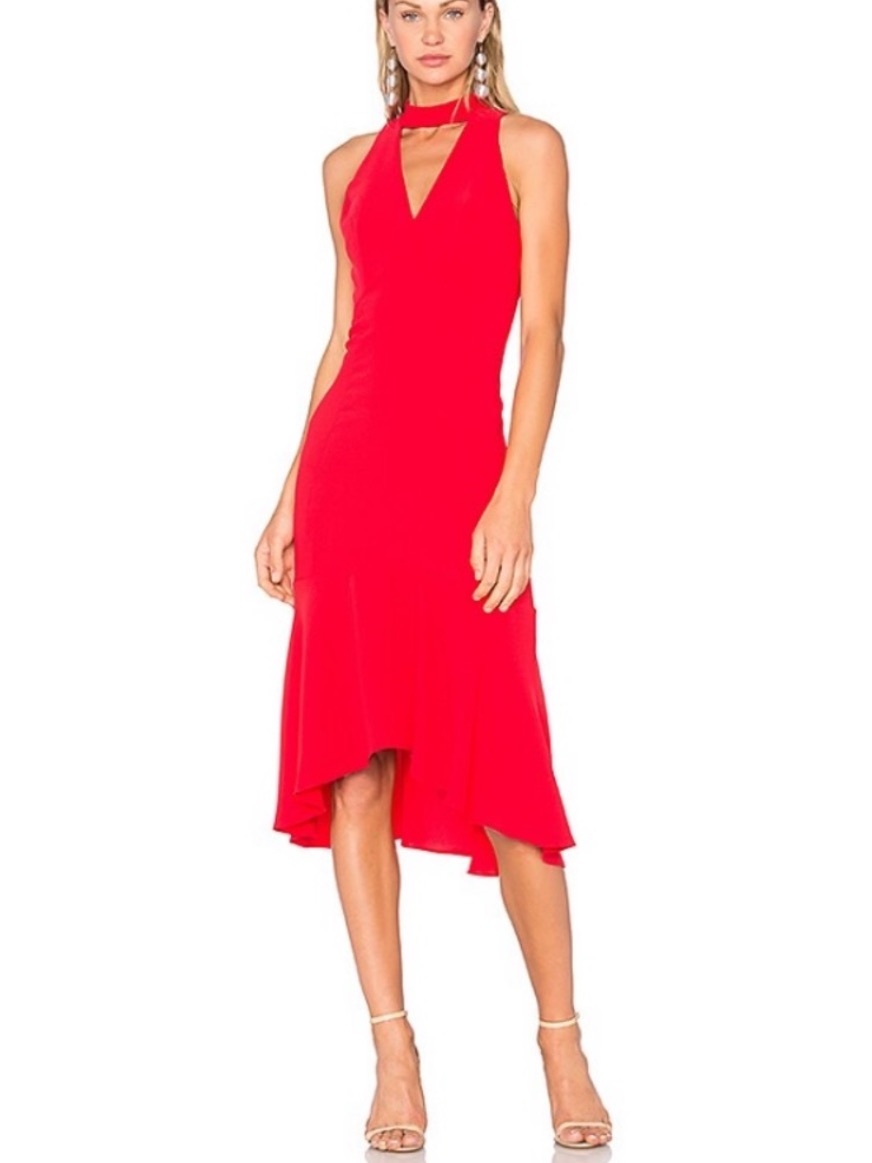 Amanda Uprichard Valentina Midi Dress In Lipstick Red